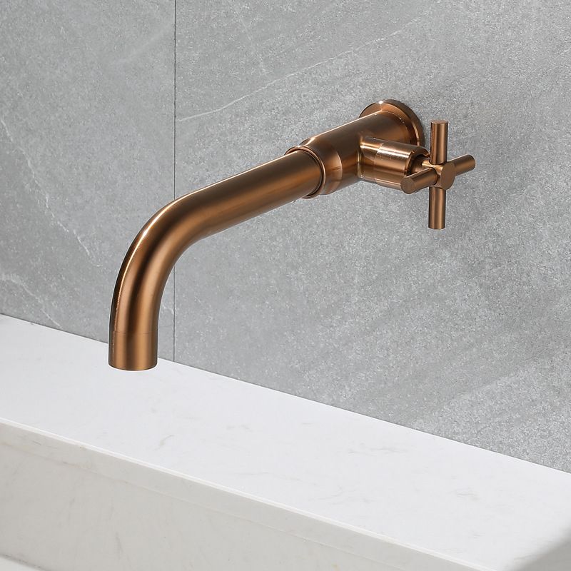 Avtoit | Contemporary Vessel Water Faucet Stainless Steel Cross Handles Wall Mounted Bathroom Faucet