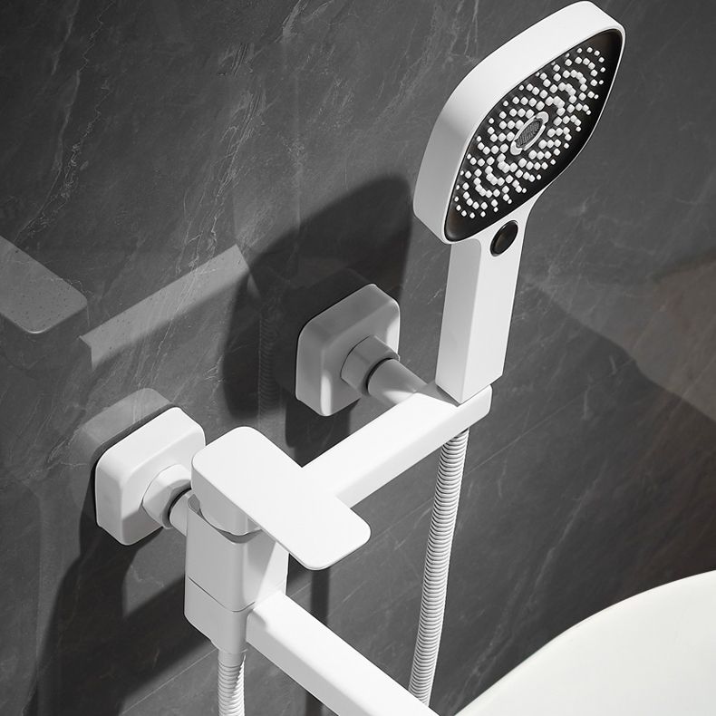 Avtoit | White Bath Water Faucet Trim Single Lever Handle Swivel Spout Wall Mounted Hand Shower Bathtub Filler