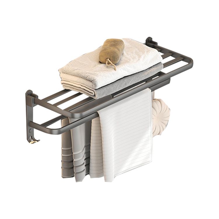 Avtoit | Modern gray bathroom hardware set with bath shelf/towel holder/robe hook/toilet paper holder