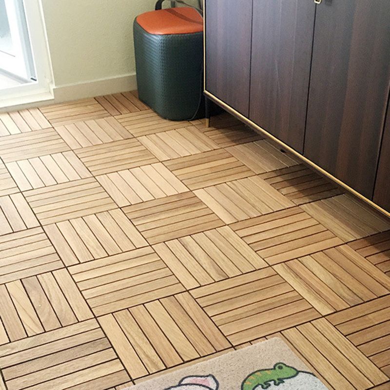 Avtoit | Teak-Finish 5-Slat Square Wooden Floor Tiles Connection Garden Tiles