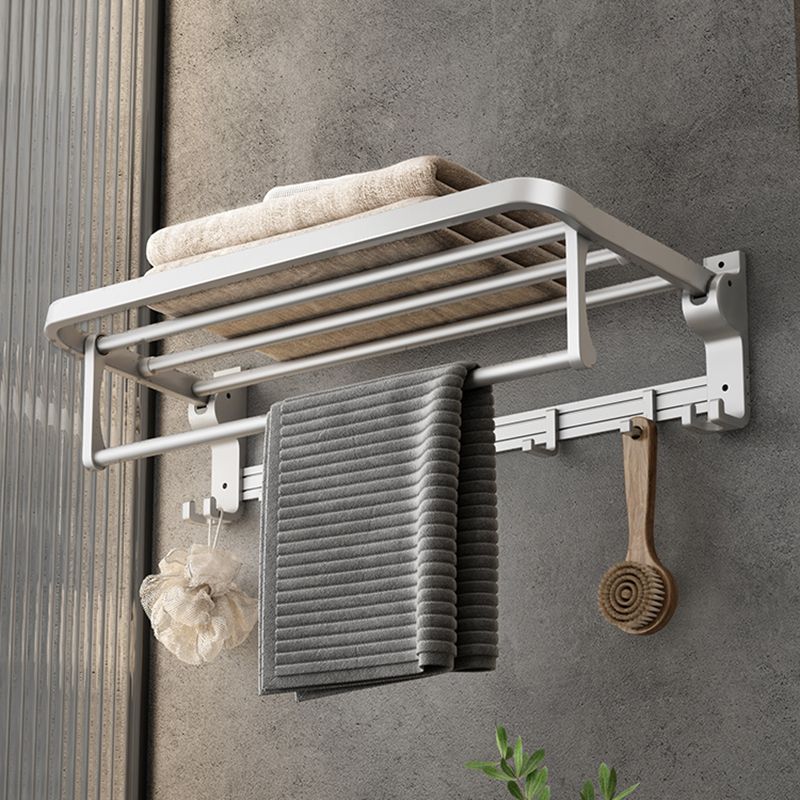 Avtoit | Contemporary Silver Metal Bathroom Fittings Set with Triangle Bathroom Shelf