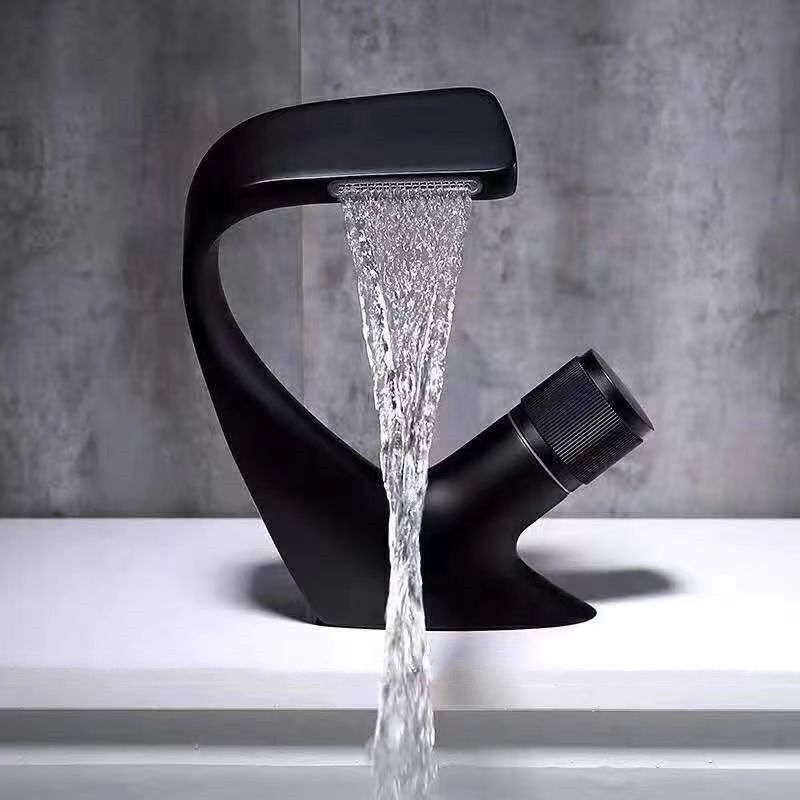 Avtoit | Button Handle Faucet Contemporary Style Faucet with Waterfall Spout