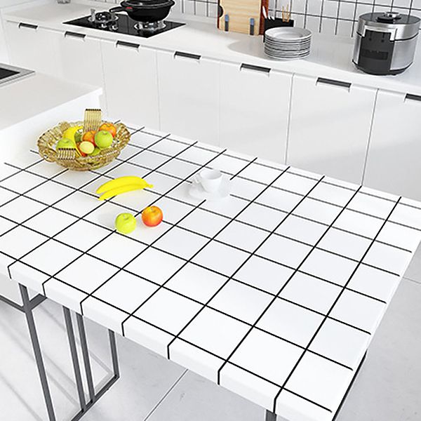 Avtoit | White Peel & Stick Tile Mirror Plastic Grid Wallpaper for Kitchen and Bathroom