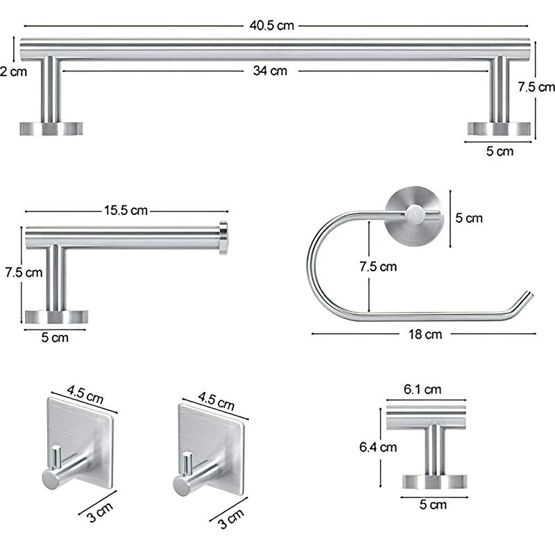Avtoit | Metal Simple Bathroom Accessories as a Single Piece or in a Set in Silver