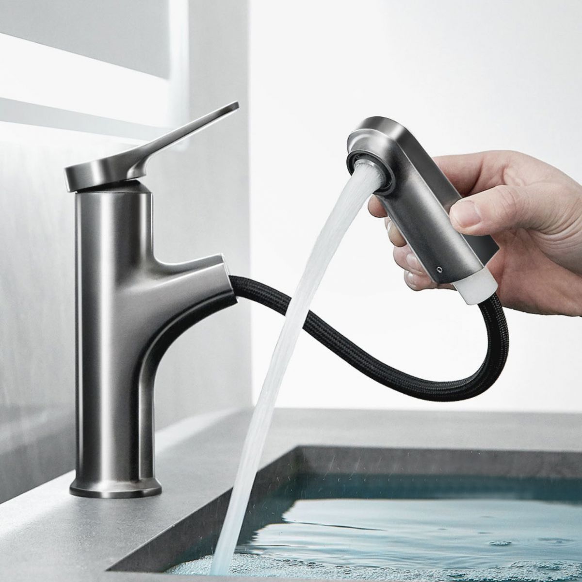 Avtoit | Contemporary Bath Faucet Brass Lever Handle Pull-Out Sink Faucet
