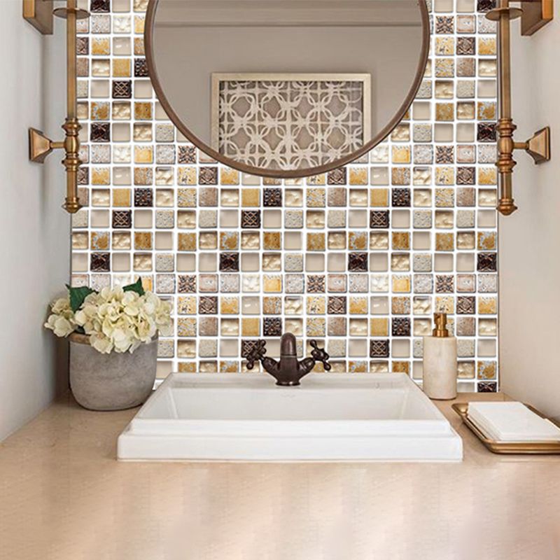 Avtoit | Plastic Self-Adhesive Tiles Mosaic Tiles Grid Square Waterproof Self-Adhesive Tile Pack of 12