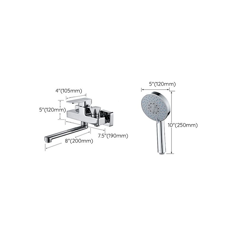 Avtoit | Wall Mounted Bathtub Faucet Trim Polished Chrome Swivel Spout with Hand Shower