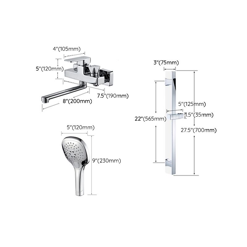 Avtoit | Wall Mounted Bathtub Faucet Trim Polished Chrome Swivel Spout with Hand Shower