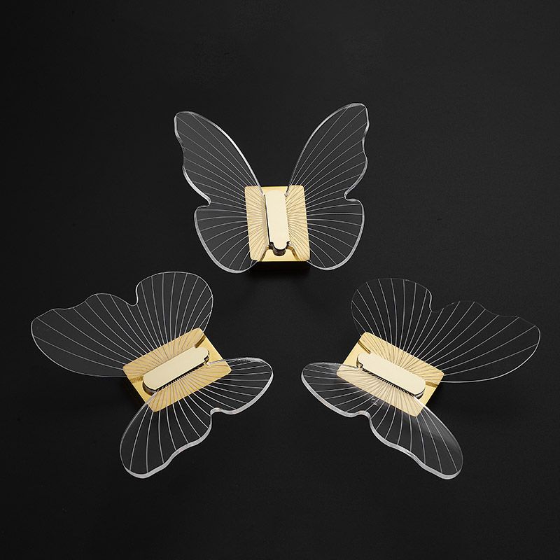 Avtoit | Modern Brass Bathroom Accessory Set Acrylic Butterfly Theme Bathrobe Hooks
