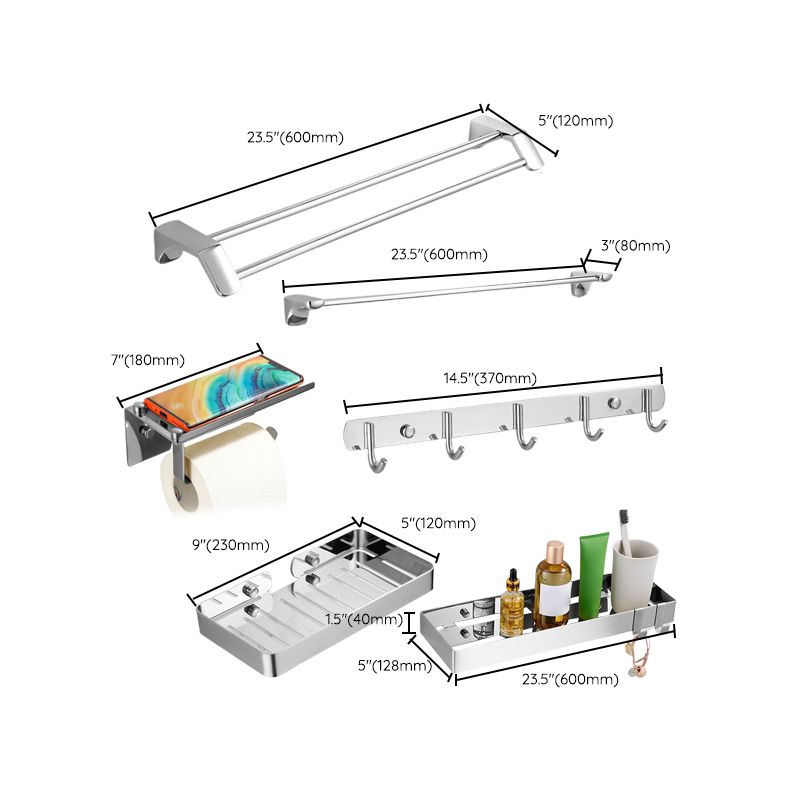 Avtoit | Silver Bathroom Accessories Hardware Set Modern Bathroom Accessories Kit
