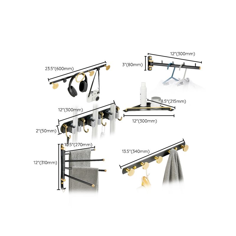 Avtoit | 5-piece modern bathroom accessory set made of black brass bathroom hardware