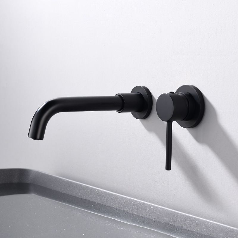Avtoit | Round Single Handle Bathroom Faucet 2-Hole Wall Mounted Bathroom Faucet with Swivel Head