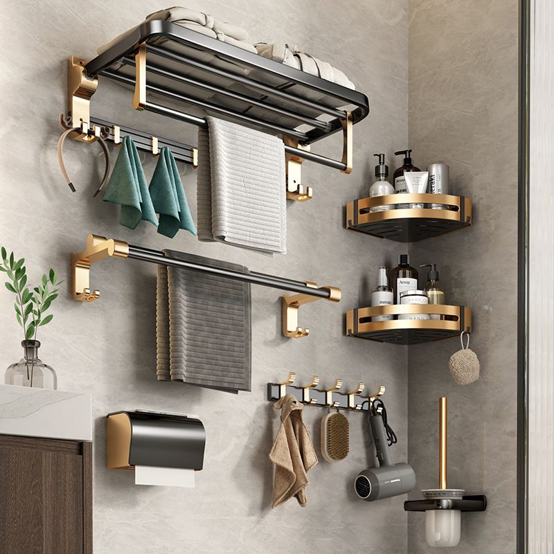 Avtoit | Modernism Bathroom Accessories Hardware Set Black & Gold Bathroom Shelf/Towel Bar