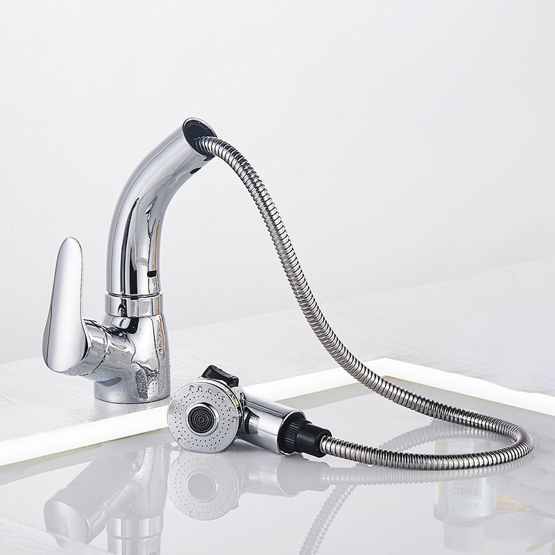 Avtoit | Vessel Sink Bathroom Faucet with Swiveling Spout Single Lever Faucet with Pull-Out Spray