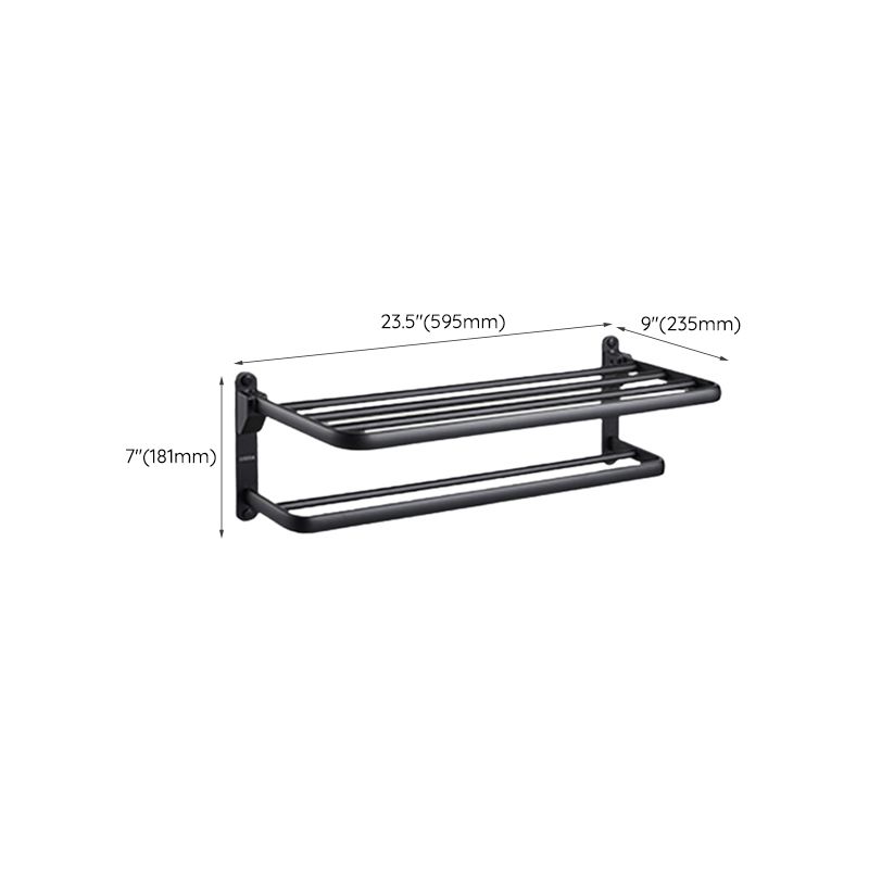 Avtoit | Contemporary bathroom accessory set with black finish and bath shelf/towel bar