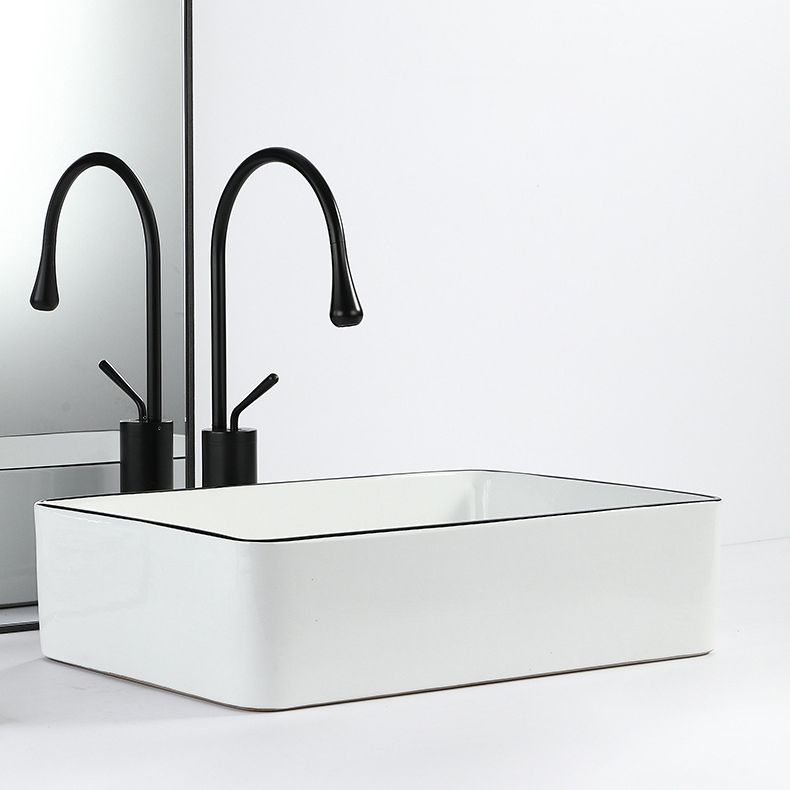 Avtoit | Contemporary sink with pop-up drain porcelain rectangular basin