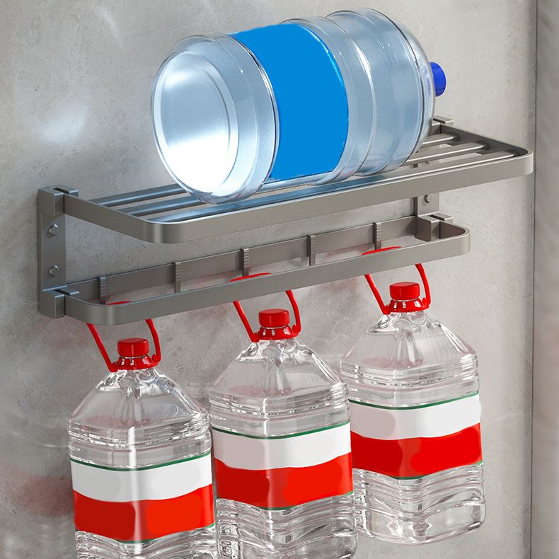 Avtoit | Modern Gray Bathroom Accessory Set Aluminum Stainless Steel Bathroom Shelf/Towel Hooks/Towel Bar