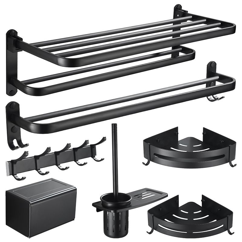 Avtoit | Modern Classic Bathroom Hardware Set Matte Black Bathrobe/Towel Bar & Bathroom Shelf