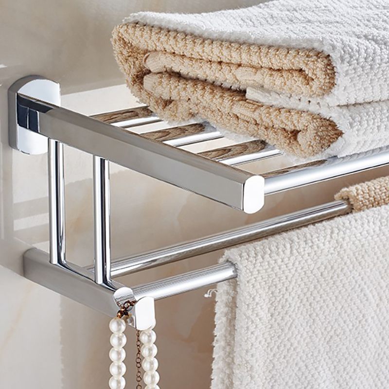 Avtoit | Polished Chrome Modern Bathroom Accessory Set Silver Towel Holder/Bath Shelf