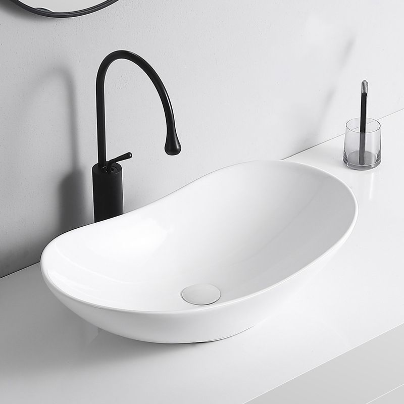 Avtoit | Modern Vessel Sink Porcelain Rectangular Vessel Sink (Not Including Faucet)