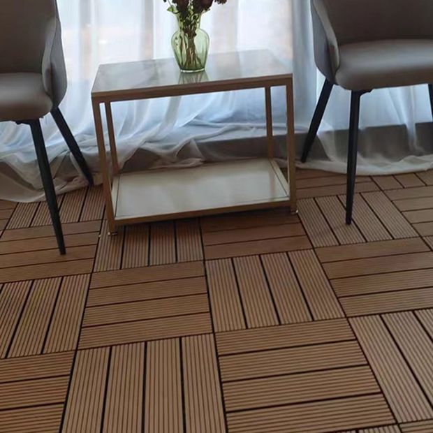 Avtoit | Composite Square Patio Tiles Interlocking Striped Pattern Patio Floor Tiles