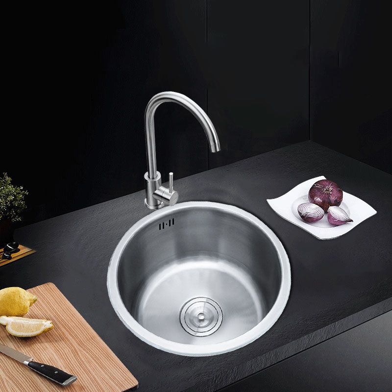 Avtoit | Round Stainless Steel Sink Built-in Sink with Basket Strainer