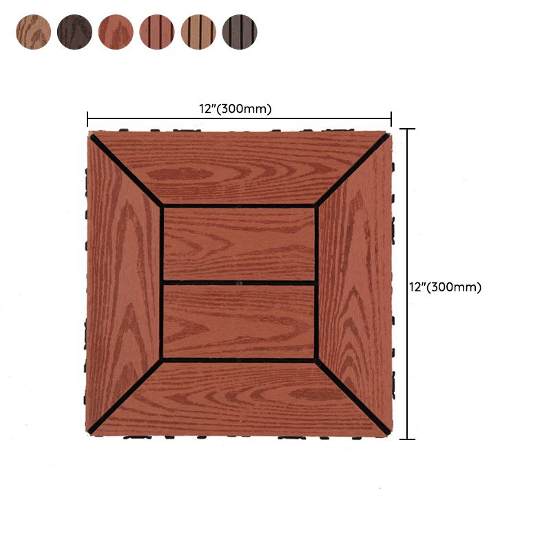 Avtoit | 12" X 12" PVC 6-Slat Square Patio Tiles Snap Fit Installation Outdoor Floor Tiles