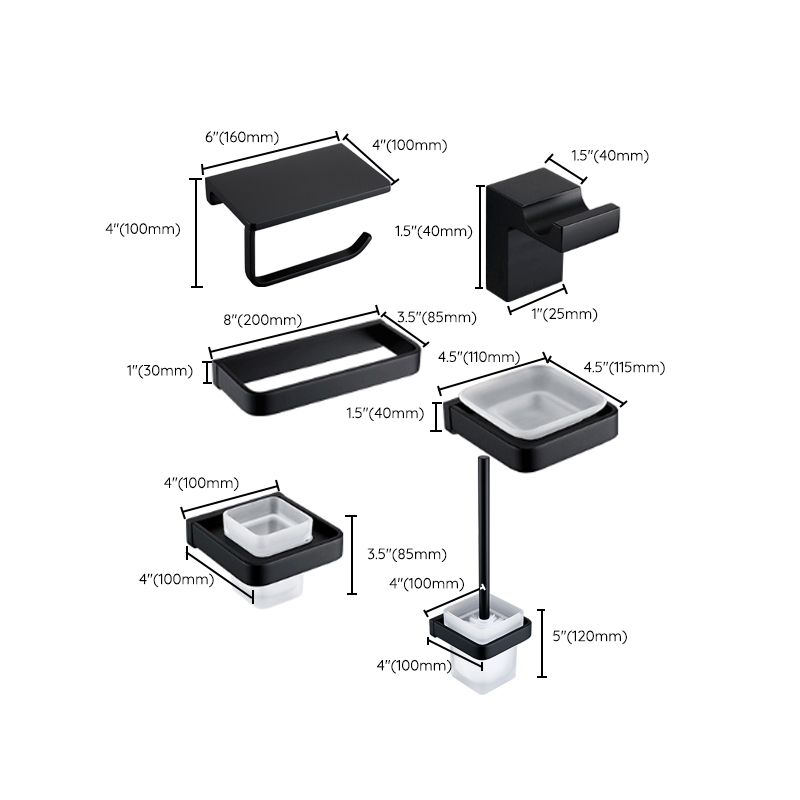 Avtoit | Black Bathroom Accessories Hardware Set with Towel Rail and Bath Shelf
