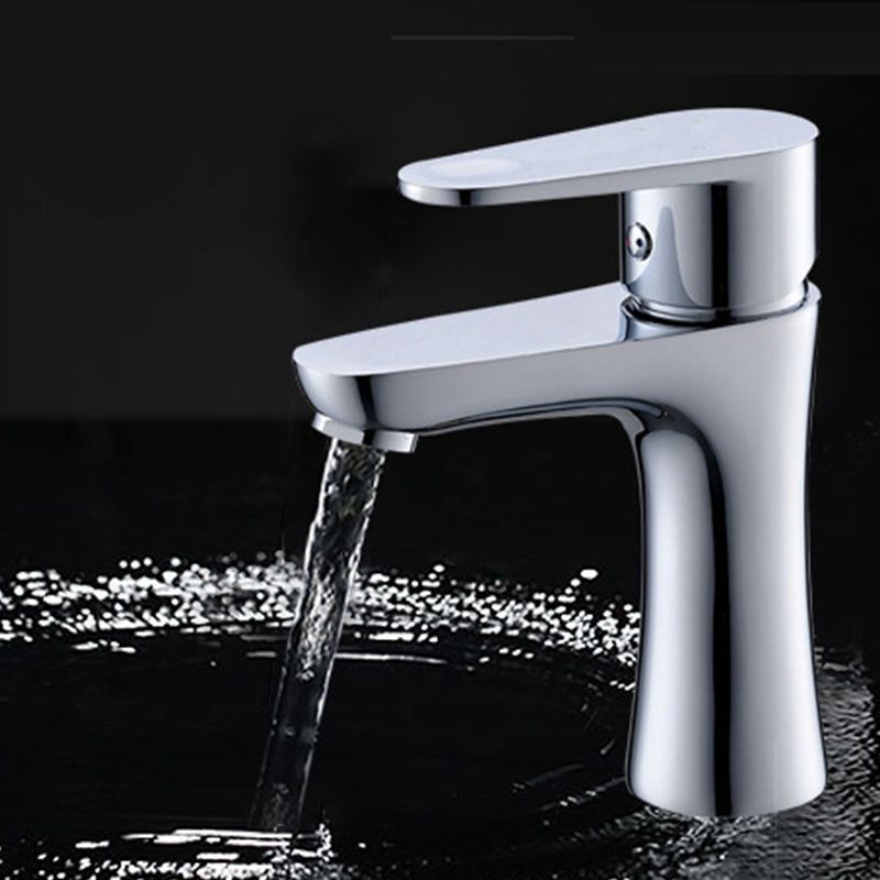 Avtoit | Basic Metal Sink Faucet Silver Bathroom Faucet with Lever Handle
