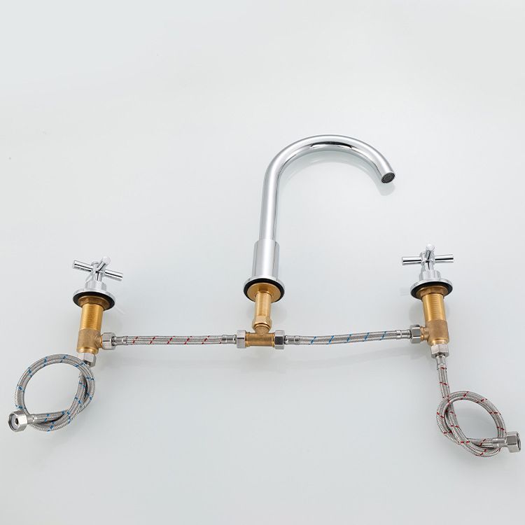 Avtoit | Goose Neck Bathroom Basin Faucet 2 Handles Hot and Cold Water Basin Faucet with Drain