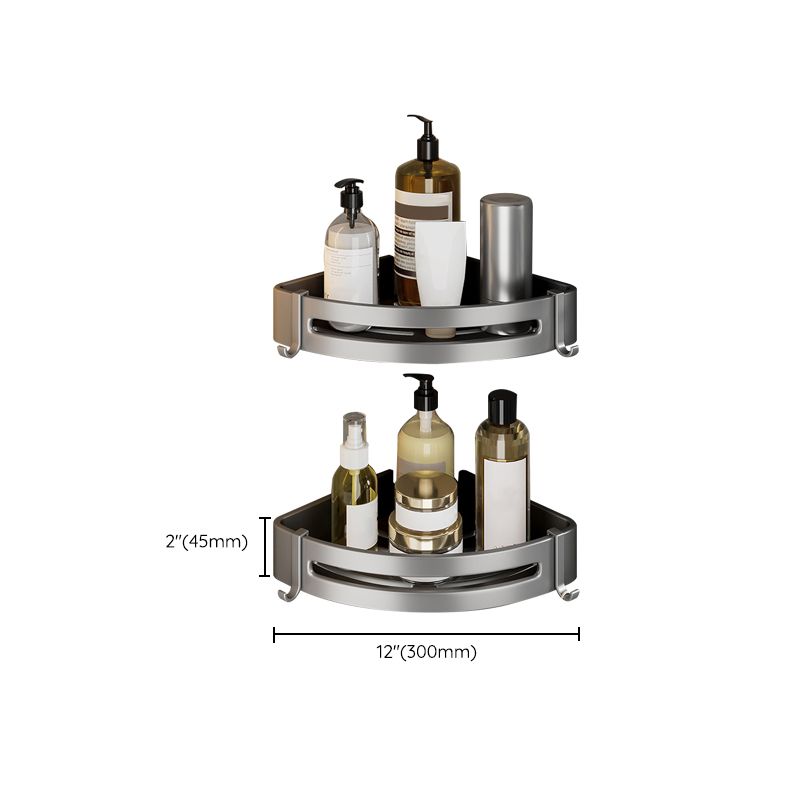Avtoit | Contemporary Bathroom Accessory Set Gray Aluminum Bathroom Shelf/Towel Rack/Bathtub Hook