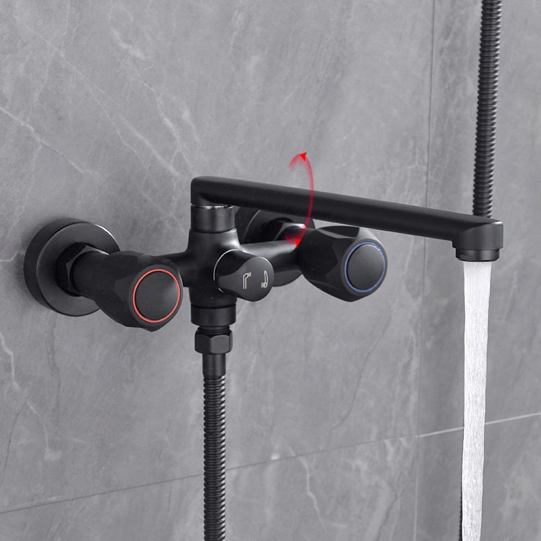 Avtoit | Modern Bathtub Faucet Trim Black Wall Mounted Swivel Spout with Hand Shower