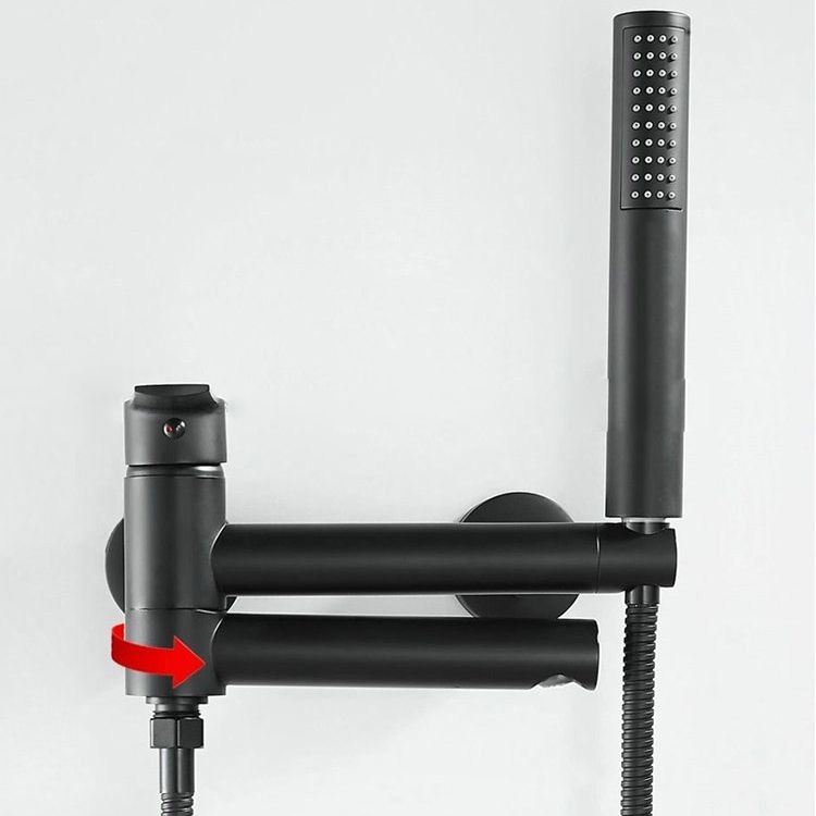 Avtoit | Lever Handle Bathtub Faucet Wall Mount Shower Hose Swivel Spout Bathtub Filling with Hand Shower