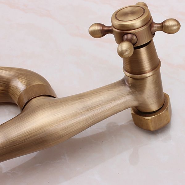 Avtoit | Traditional Wall-Mounted Metal Bathtub Filler Double Handles Waterfall Bathtub Faucet Trim