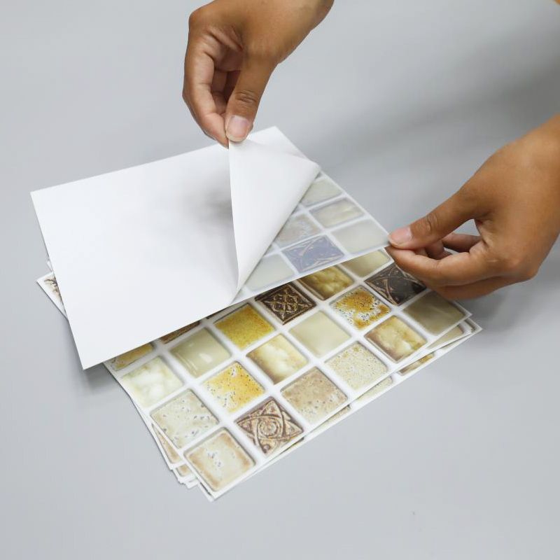 Avtoit | Plastic Self-Adhesive Tiles Mosaic Tiles Grid Square Waterproof Self-Adhesive Tile Pack of 12