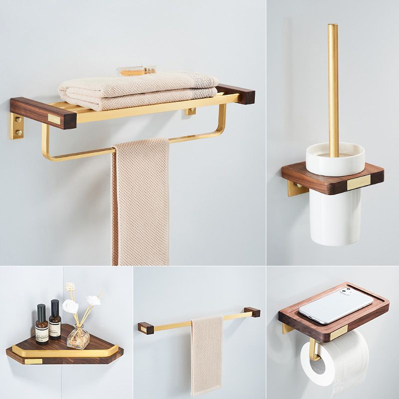 Avtoit | Wood and Aluminum Bath Hardware Set Golden Bathroom Accessory Set