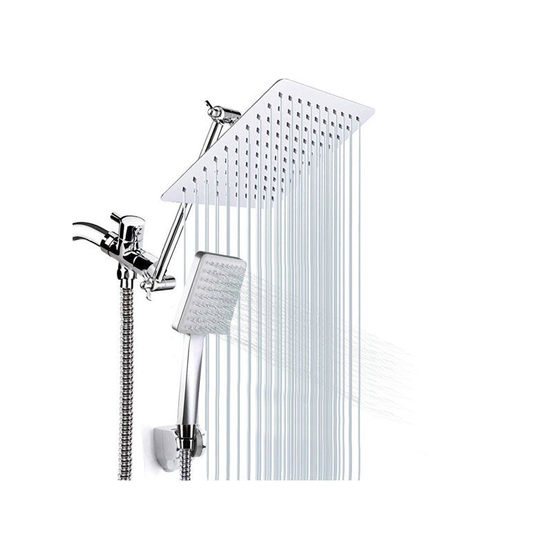Avtoit | Pull down Dual Shower Head Square High Arch Shower Head Combo in Chrome