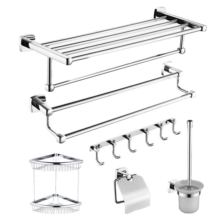 Avtoit | Polished Chrome Modernism Bathroom Accessory Set Bath Shelf / Towel Bar / Bathrobe Hook Included