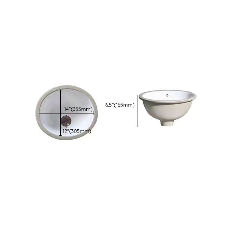 Avtoit | Modern Under-mount Sink Oval Porcelain with Pop-Up Drain Sink