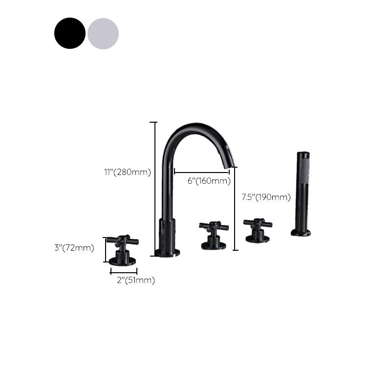 Avtoit | Contemporary Bathroom Faucet Deck Mount Copper Low Arc Swivel Roman Bathtub Faucet Set