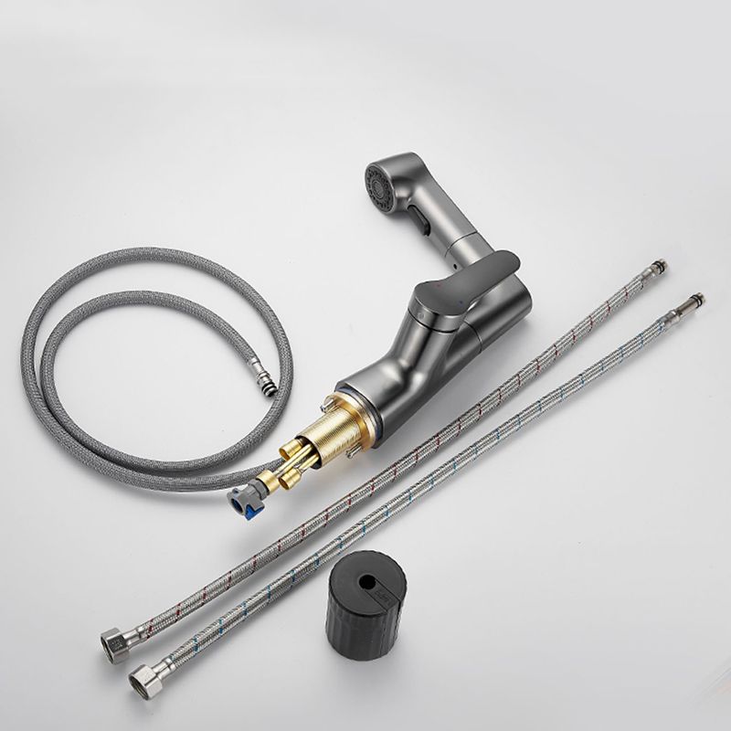 Avtoit | Bathroom vessel faucet high arc three-way spout single-handle faucet with pull-out sprayer