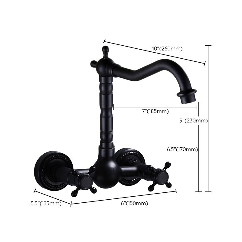Avtoit | Traditional Wall Mounted Metal Bathtub Filler Low Arc Waterfall Bathroom Faucet