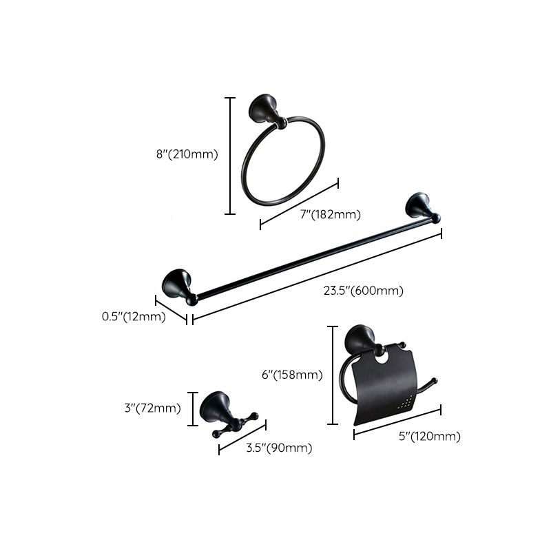 Avtoit | Metal Bathroom Set 4-piece Traditional Style Black Bathroom Accessory Set
