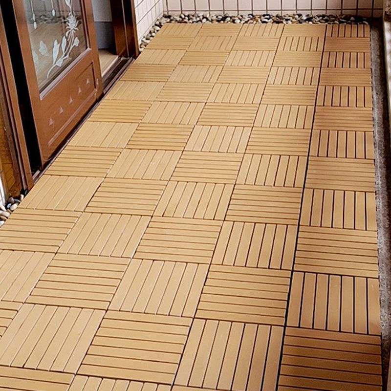 Avtoit | Yellow 6-Slat Square Wood Floor Tiles Click System Floor Tiles