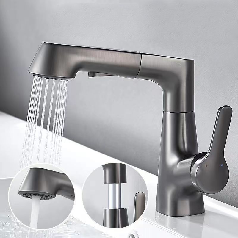 Avtoit | Modern Sink Faucet Lever Handle Copper Low Arc Pull-Out Sink Faucet