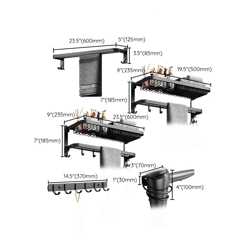 Avtoit | Minimalist black bathroom accessory set paper holder towel bar bath hardware set