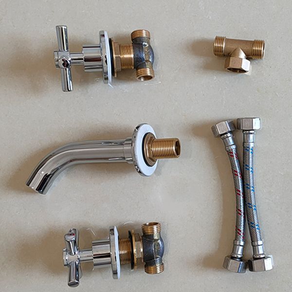 Avtoit | Modern bathroom faucet wall-mounted cross handles low arc faucet