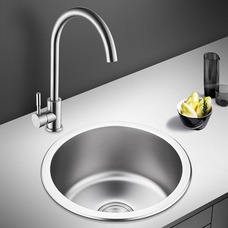 Avtoit | Round Single Bowl Kitchen Sink Stainless Steel Sink with Drain Strainer Set