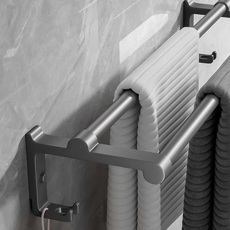 Avtoit | Contemporary Bathroom Accessory Set Gray Aluminum Bathroom Shelf/Towel Rack/Bathtub Hook