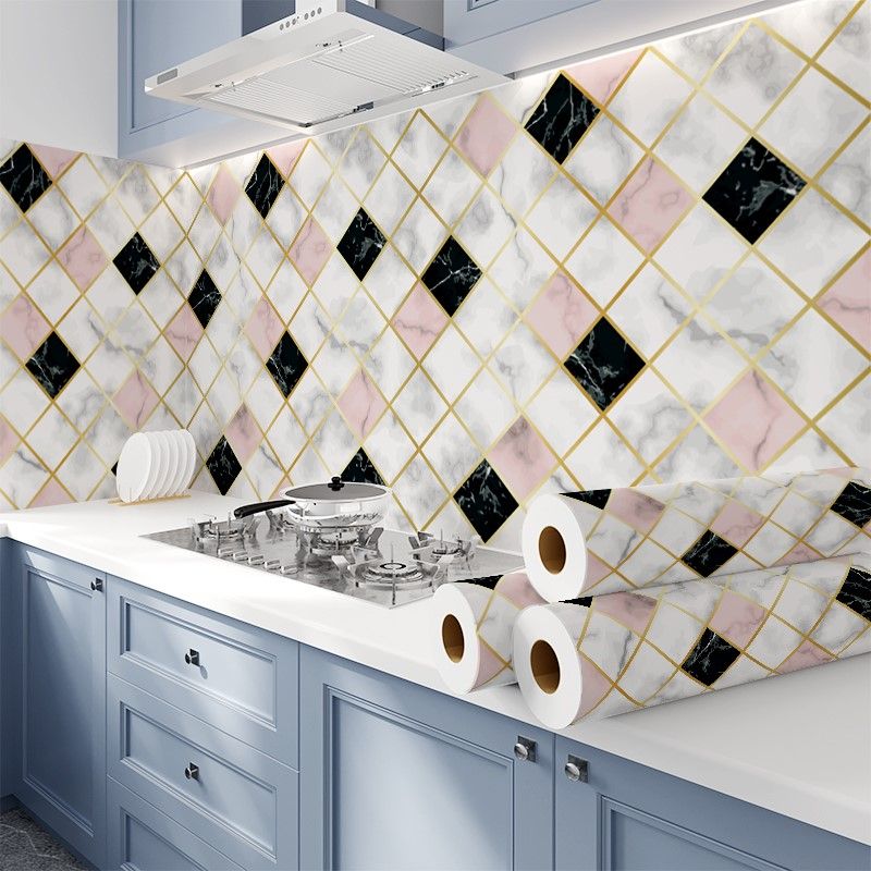 Avtoit | Modern Peel & Stick Mosaic Tiles Plastic Grid Peel and Stick Back Wall for the Kitchen